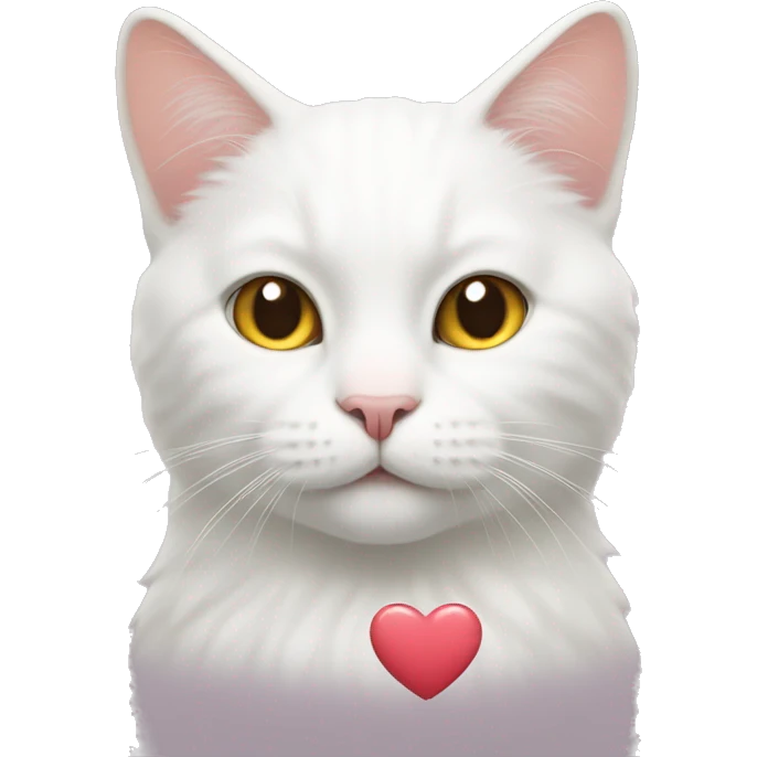 white cat with heart emoji