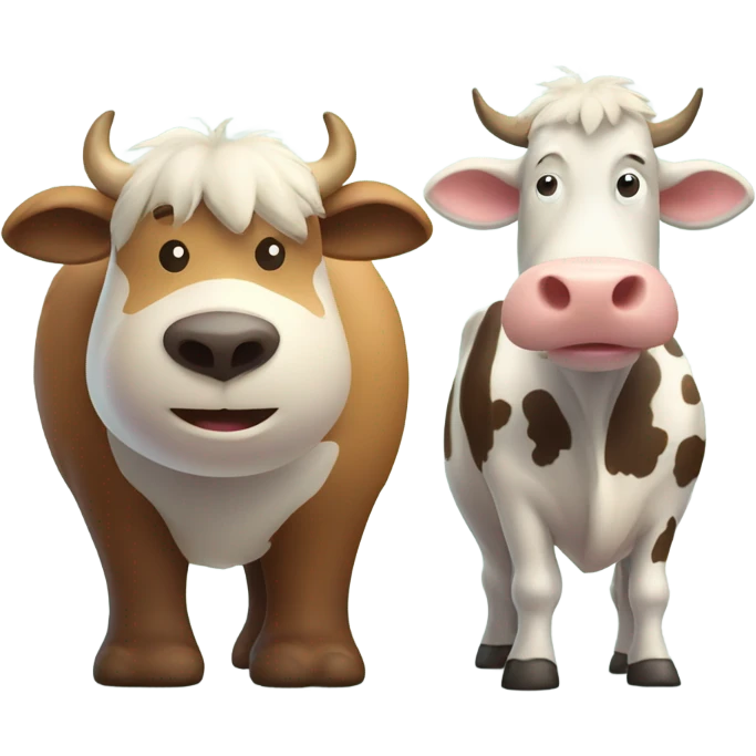 Bear with cow friend  emoji