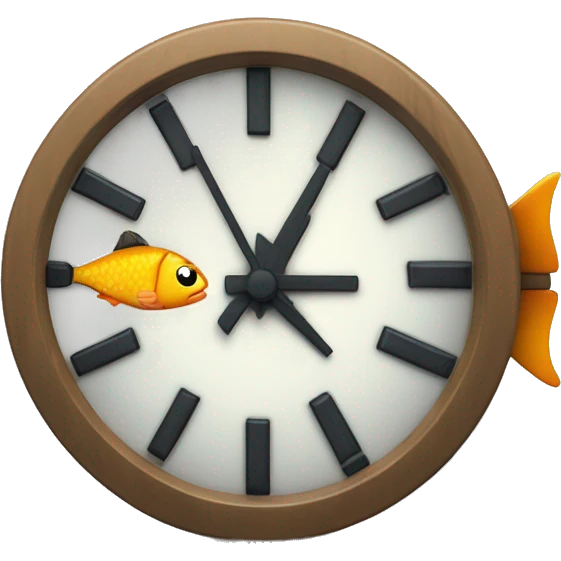 blinking 8-bit clock at 14:20 where the bits are made of fish emoji