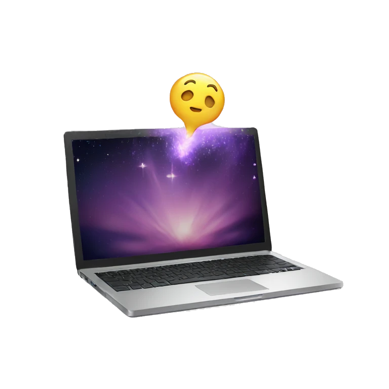 laptop and magic emoji