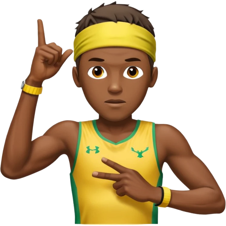usain bolt half body with head band,half body,  emoji