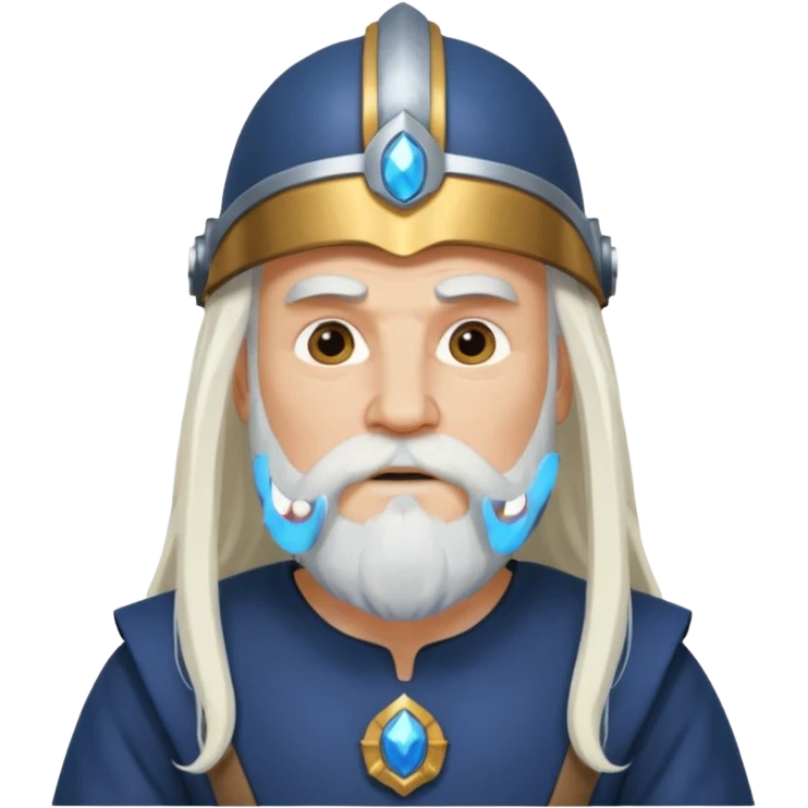 Odin, God of Wisdom from Gods and Goddesses with long white hair and beard, dark blue outfit emoji