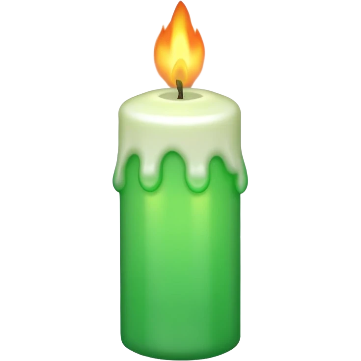 white candle with a green flame emoji