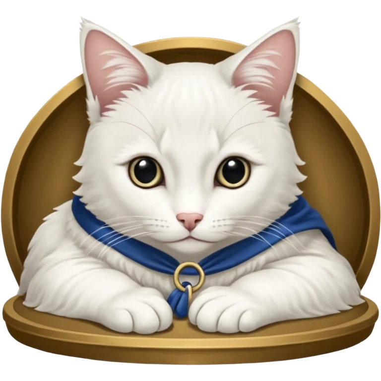 Белый кот с оленьими рогами emoji