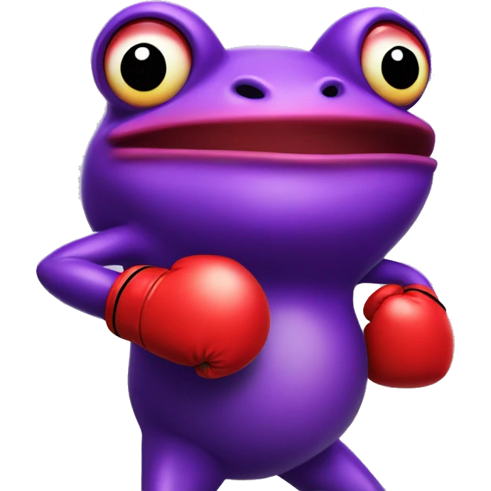 Purple frog wearing red boxing gloves emoji