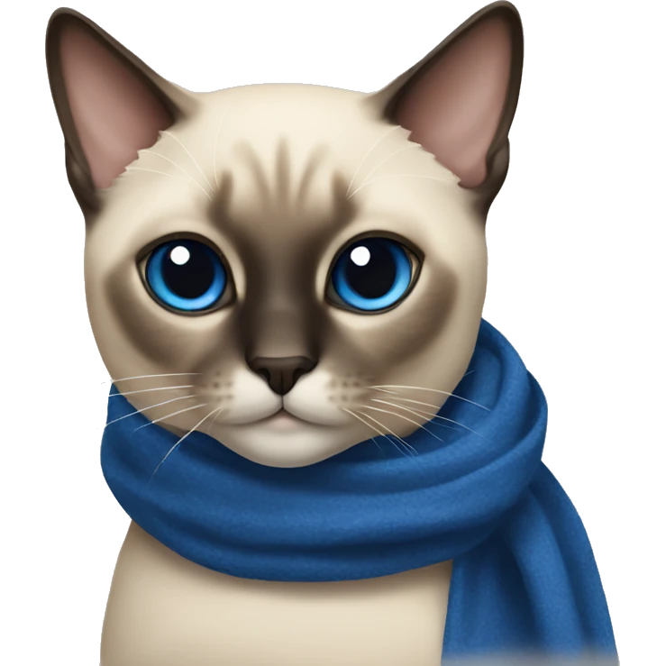 Siamese cat wearing a deep blue scarf emoji