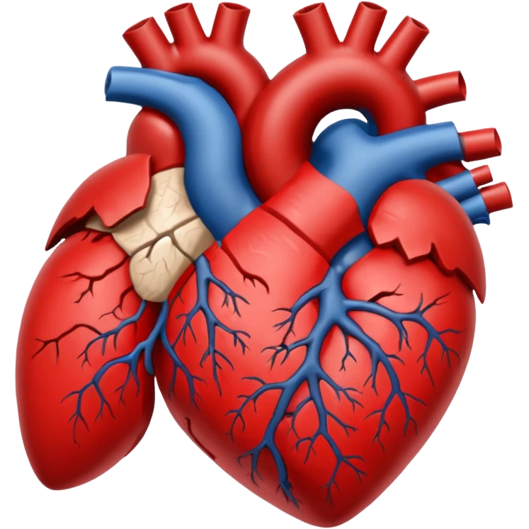 Make a realistic version of this emoji: 💔. Make it a real human heart, but split in half. emoji