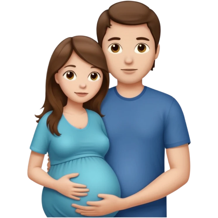 Pregnant woman with long brown hair and fair skin, and man with short brown hair and fair skin.

 emoji