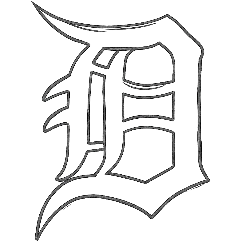 Detroit Tigers hand-drawn black outline logo emoji