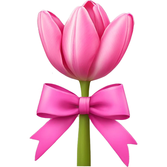 Pink tulips with a bow emoji