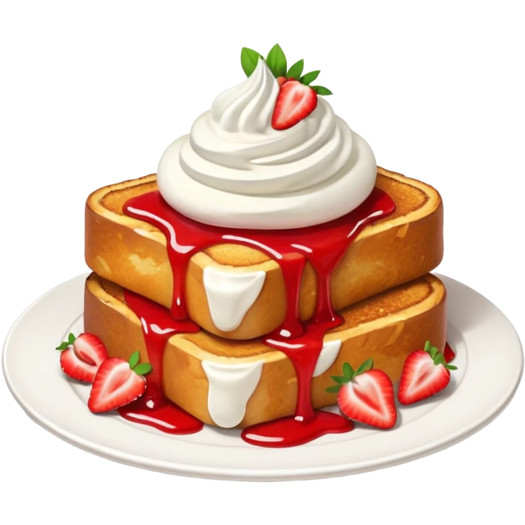 French toast with strawberry on top and whipped cream emoji