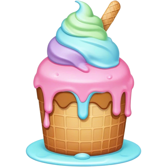 Melted neon kawaii pastel ice cream cake emoji