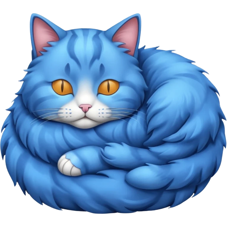 Curled Sleeping Cat blue emoji