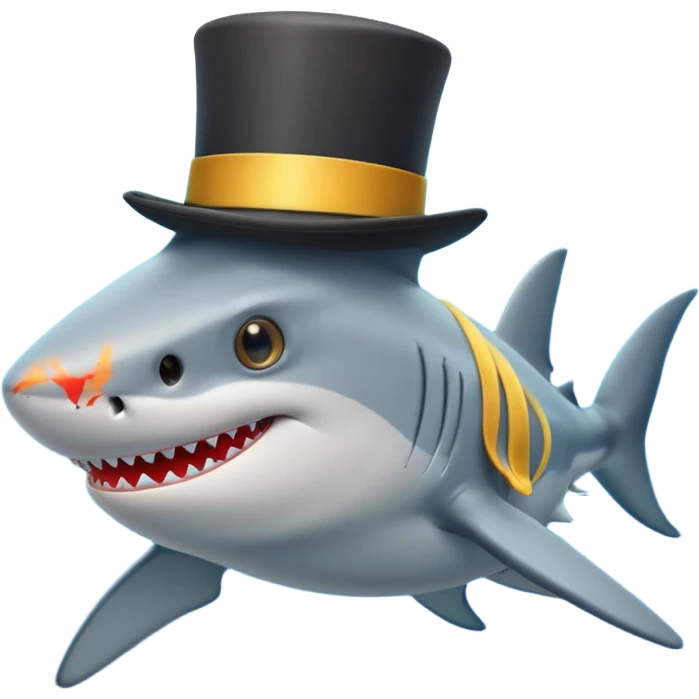 Shark with a top hat emoji