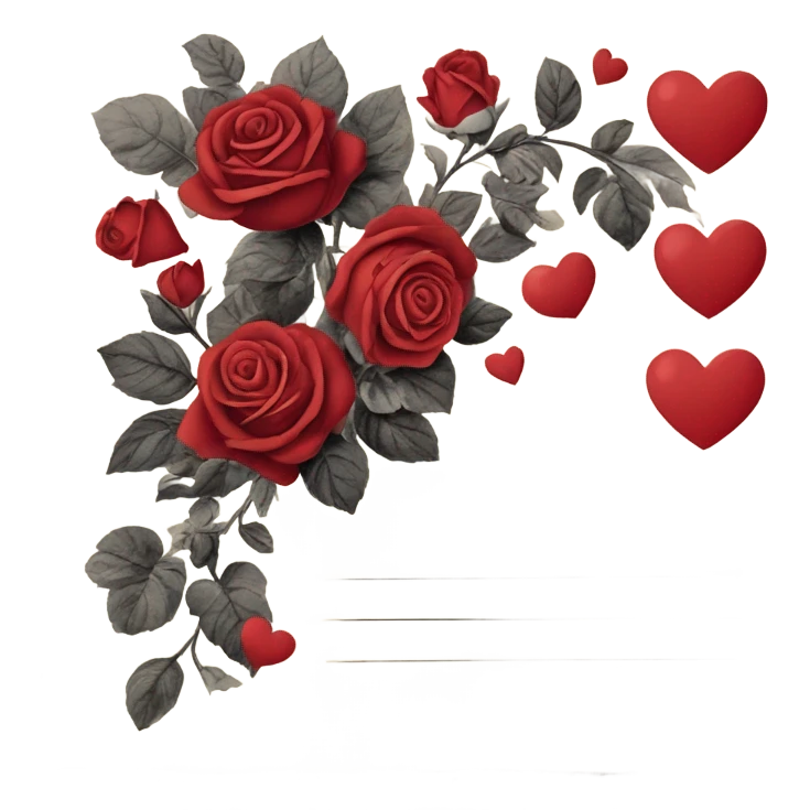 vintage valentine’s day card black red emoji