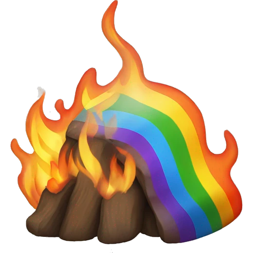 fire with a rainbow color emoji