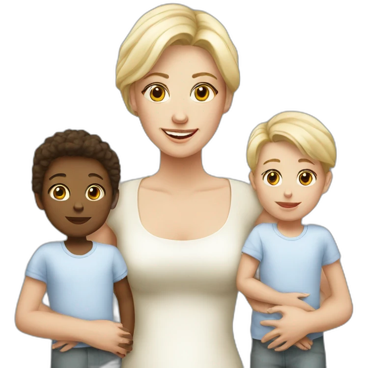 beautiful white wife with two small white children emoji