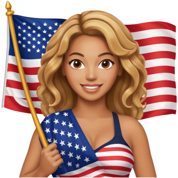 Beyonce with holding  american flag emoji