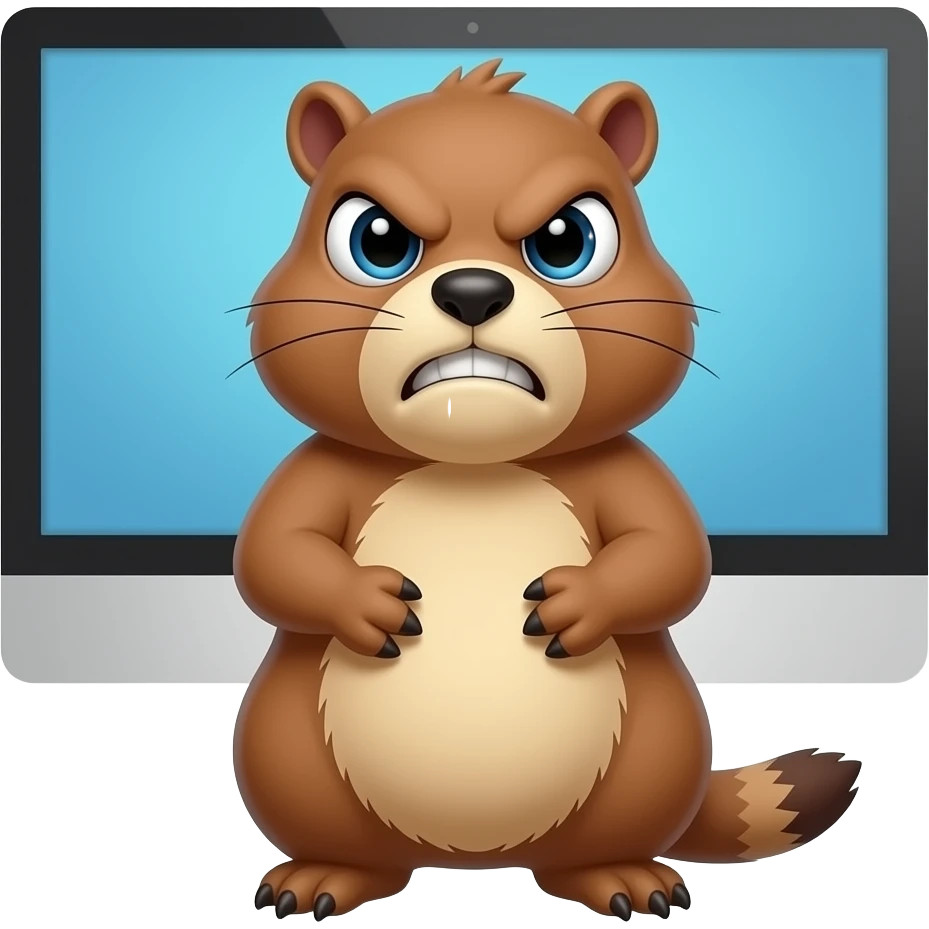 Marmotte enragé devant ordinateur emoji