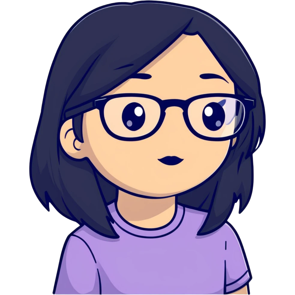 brown girl with glasses and long black hair emoji