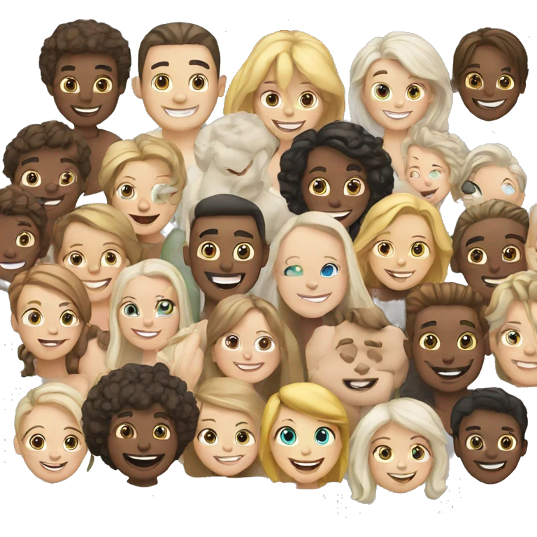 group of white skinned smiling people emoji