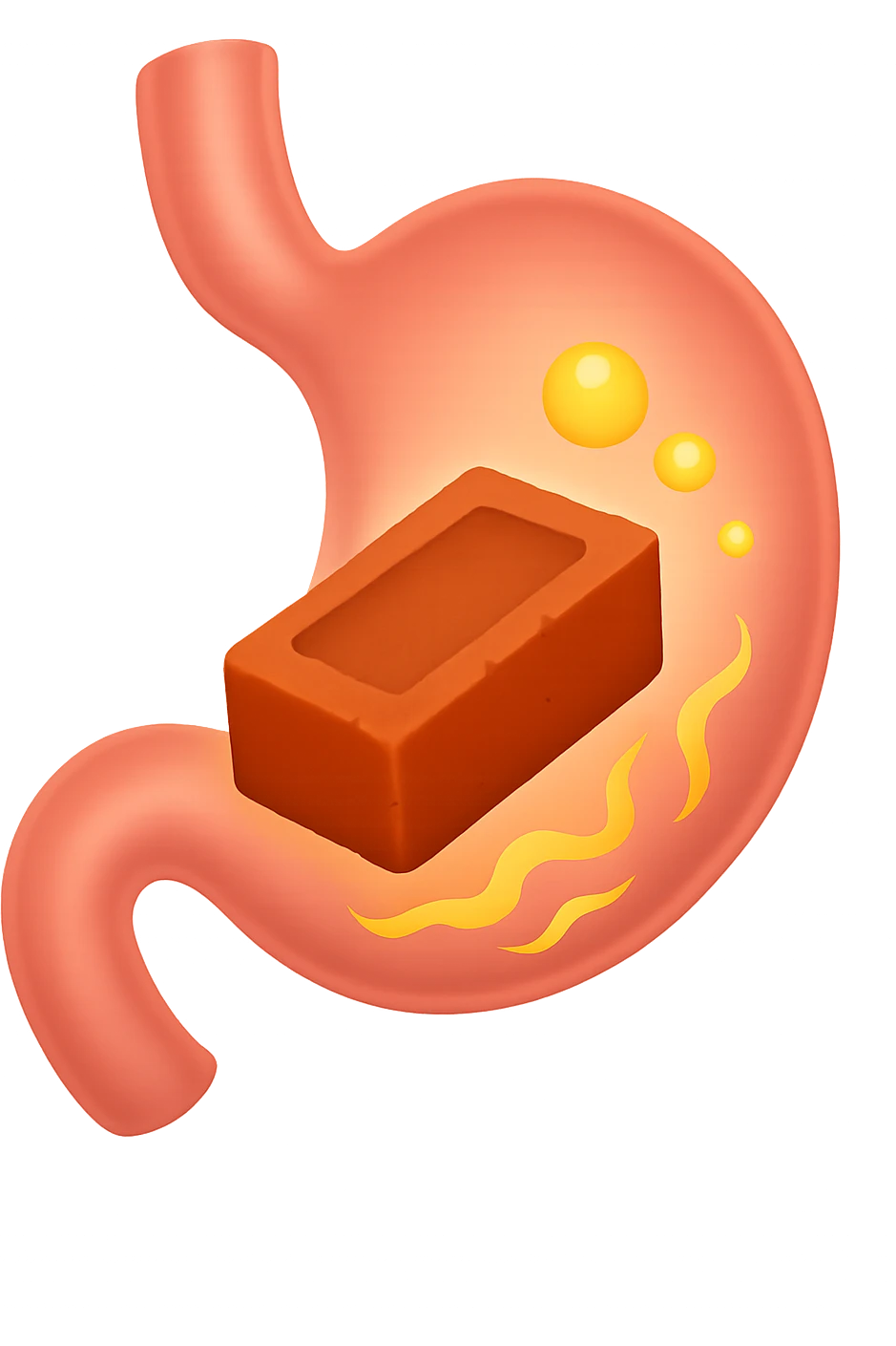 Mattone nello stomaco che sta venendo digerito emoji iphone style emoji