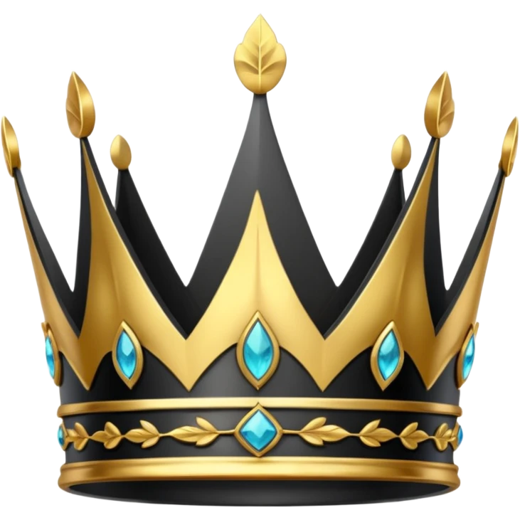eine schwarze krone mit ein wenigen verzirten goldblätter  emoji
