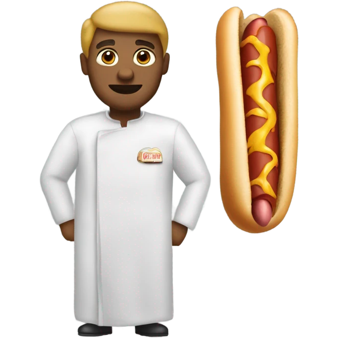 Man wearing a hotdog suit ￼ emoji