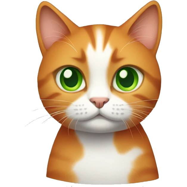 Darker orange cat with green eyes, shrug emoji