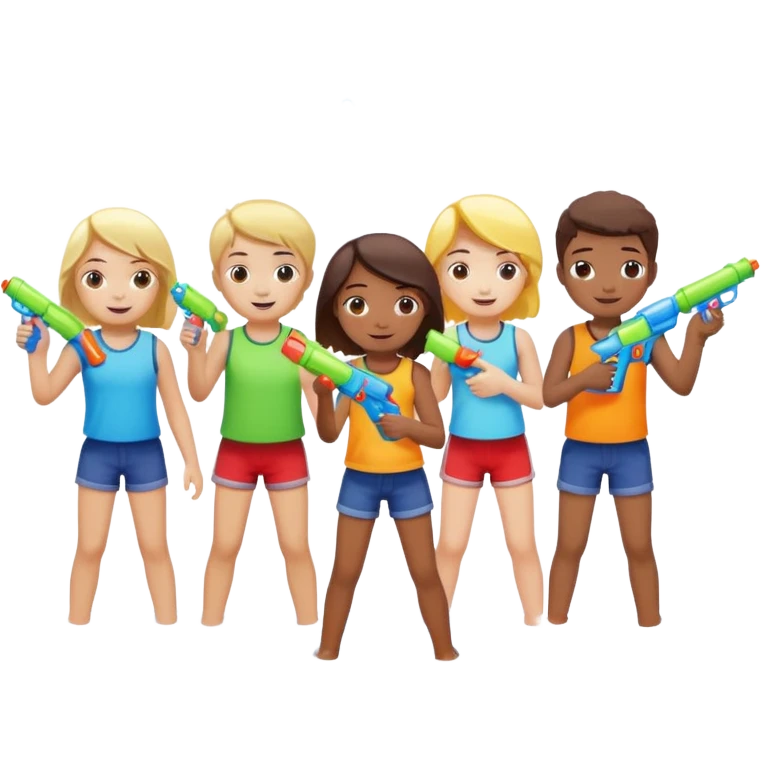 children playing with water guns emoji