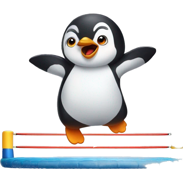 Little penguin jumping on the trampoline emoji