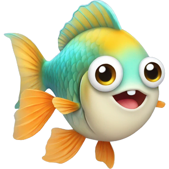 cute fish holding a heart emoji