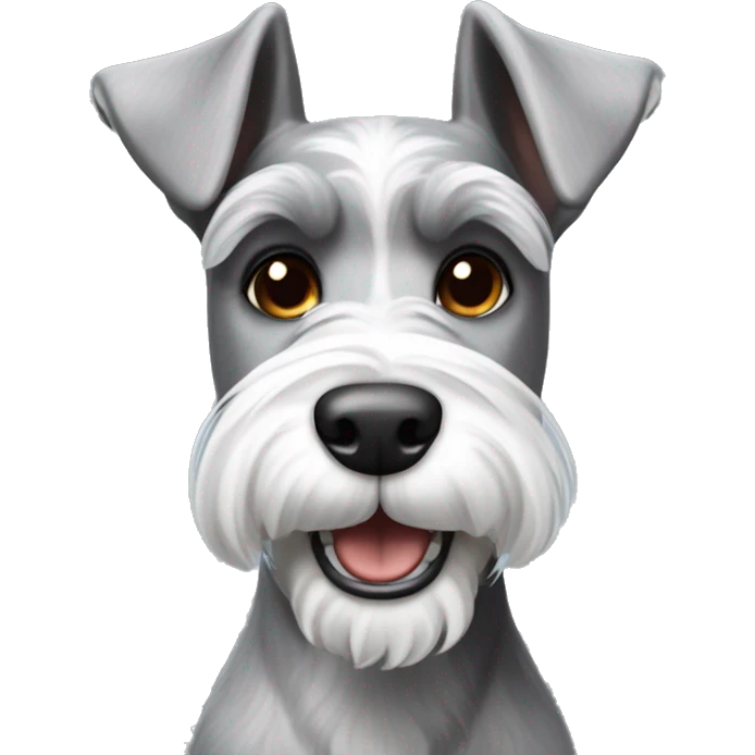 Happy gray and white schnauzer with pointy ears emoji