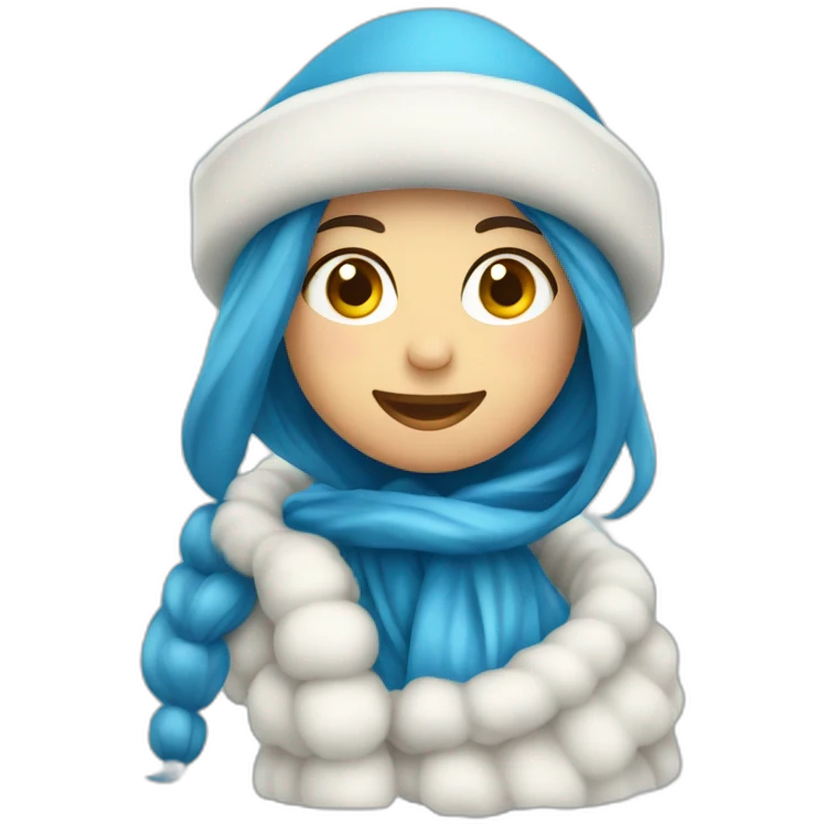 Estrellita azul con gorro de navidad emoji