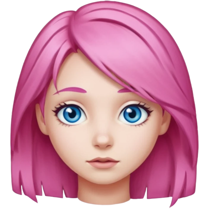 Girl with pink hair and blue eyes emoji