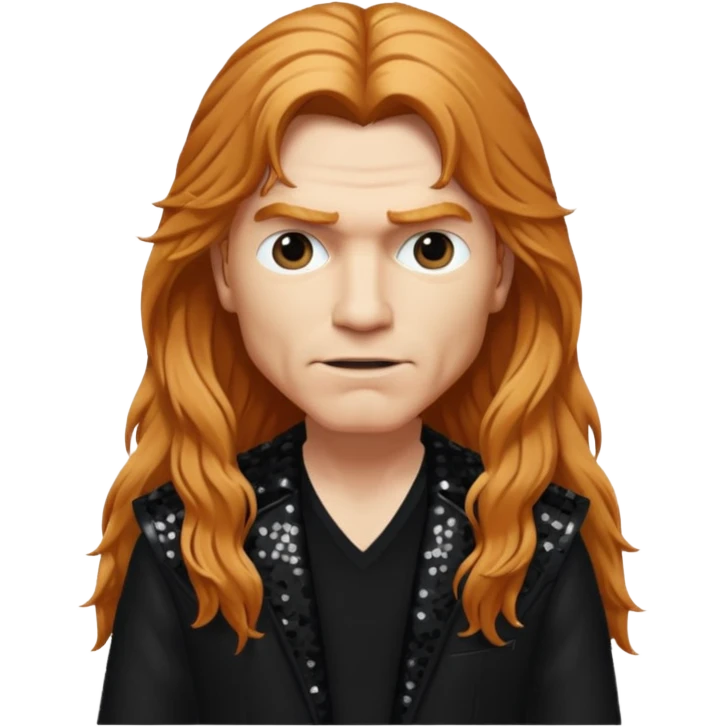 Dave Mustaine with long reddish blonde hair, black sequin outfit  emoji