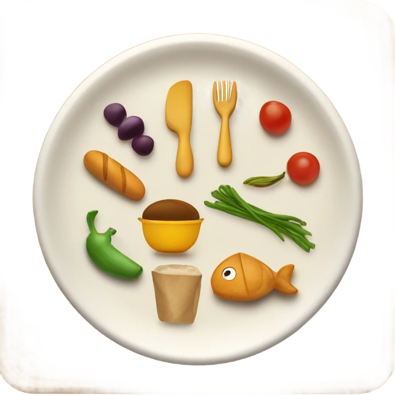 Nutrition list with dish icons and check marks. emoji