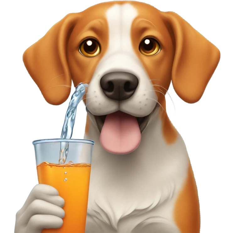 orange dog with long snout drinking water emoji