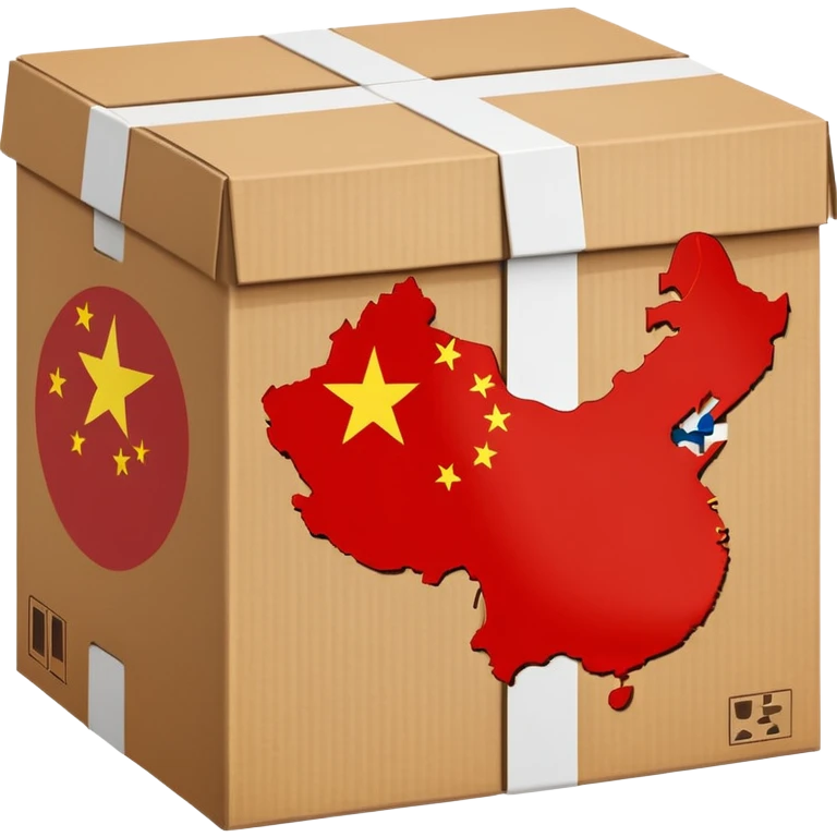 shipping box with China flag symbol emoji