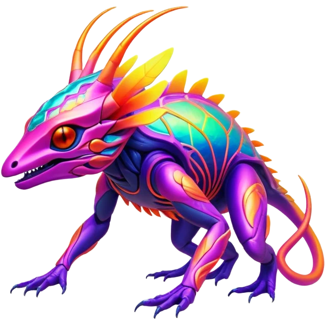 Tropical futuristic lush warm-colored neon Fionbri-Vernid-creature emoji