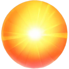 realistic sun without face, just a glowing orb with rays emoji