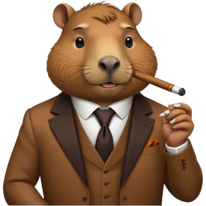 Capibara con un puro de tabaco y un traje elegante  emoji
