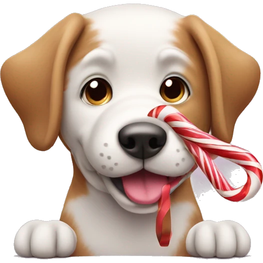 Dog eating candy cane emoji