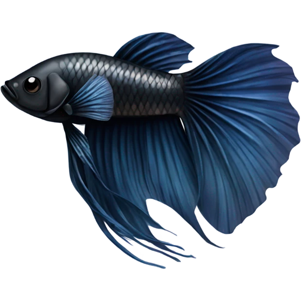 Black betta fish short fins emoji