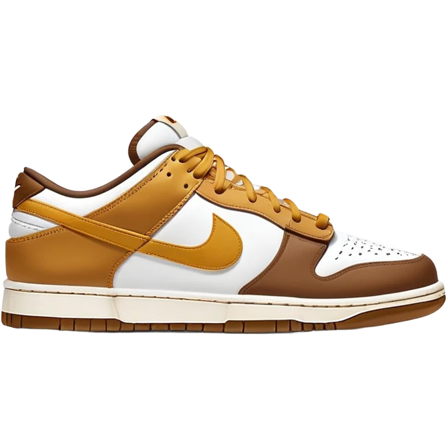 Nike Dunk Low Curry, beige and brown tones with tan accents, basketball sneaker emoji