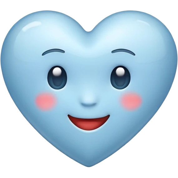 apple style emoji heart in soft muted blue, simple and light-hearted emoji