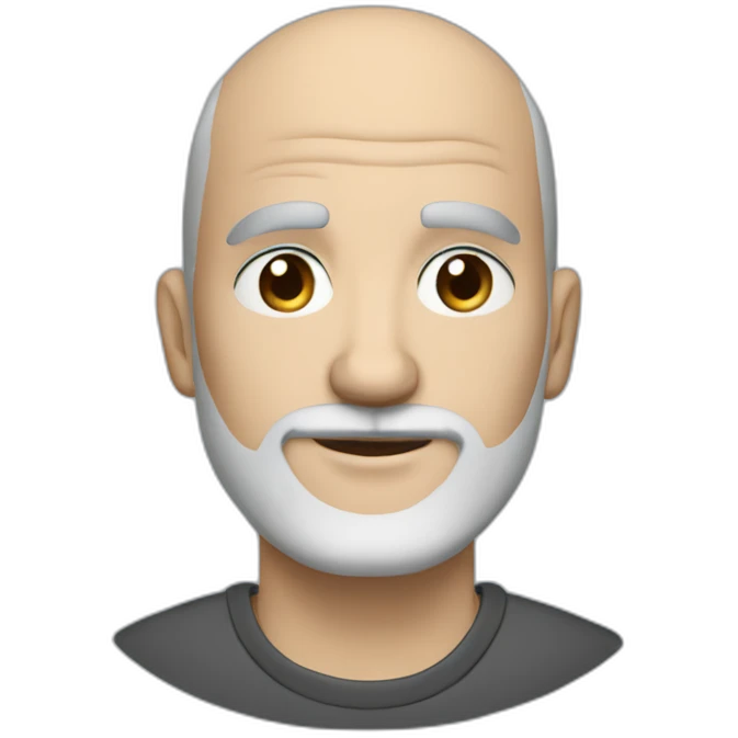 slightly older bald guy with blue eyes and dark grey beard and small eyebrows emoji