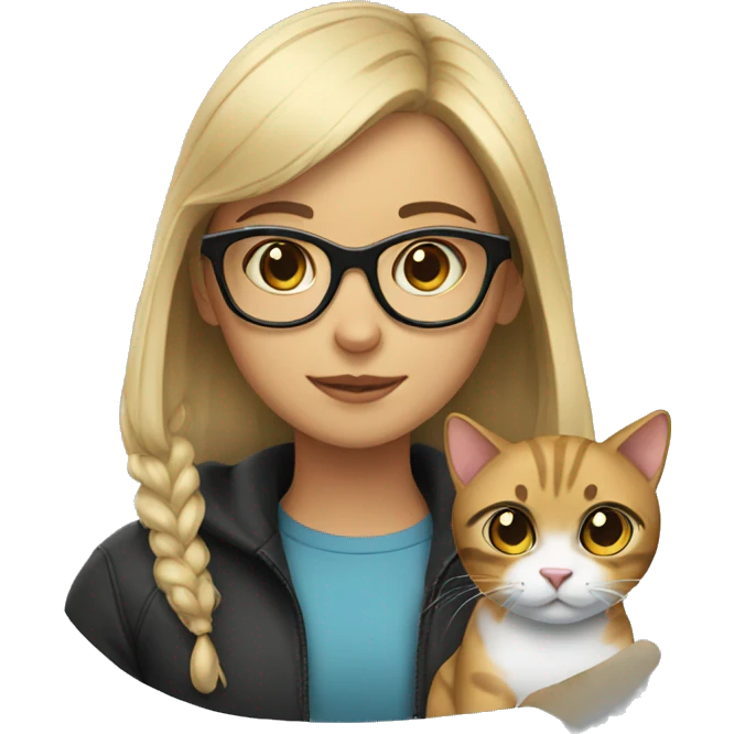 Girl with glasses and a cat emoji