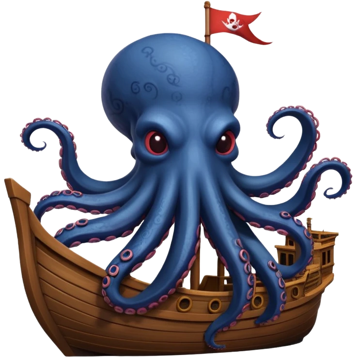 Kraken – Giant octopus with tentacles wrapping a ship emoji