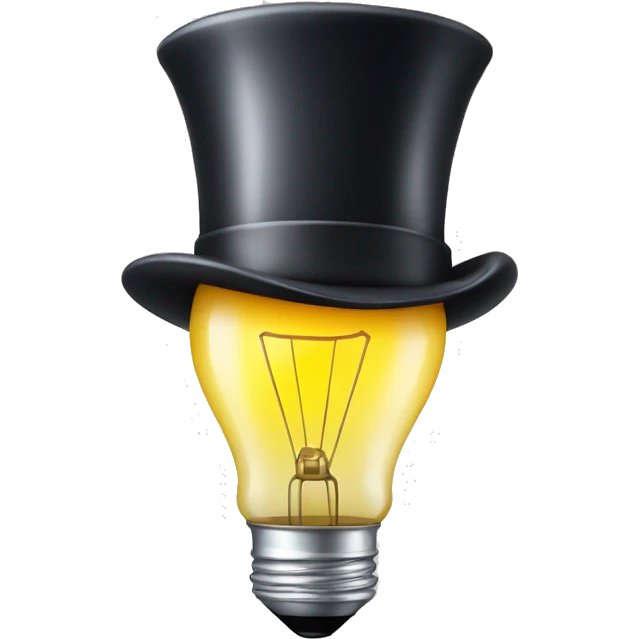 A lightbulb wearing a top hat emoji